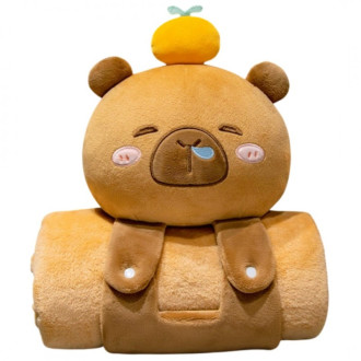 Flanelová deka s vankúšom Kapibara, 100x170 cm