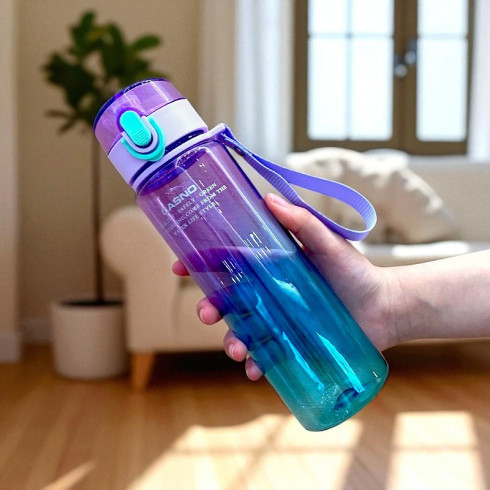 Fľaša na vodu s poistkou a pútkom 560 ml, fialovomodrá