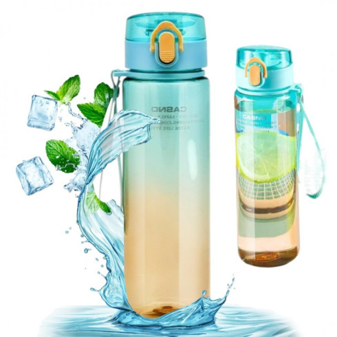 Fľaša na vodu s poistkou a pútkom 560 ml, modrooranžová