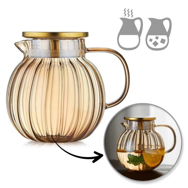 Jantárový džbán s vlnitými stenami - 1100 ml