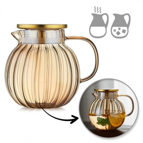Jantarový džbán s vlnitými stěnami - 1100 ml