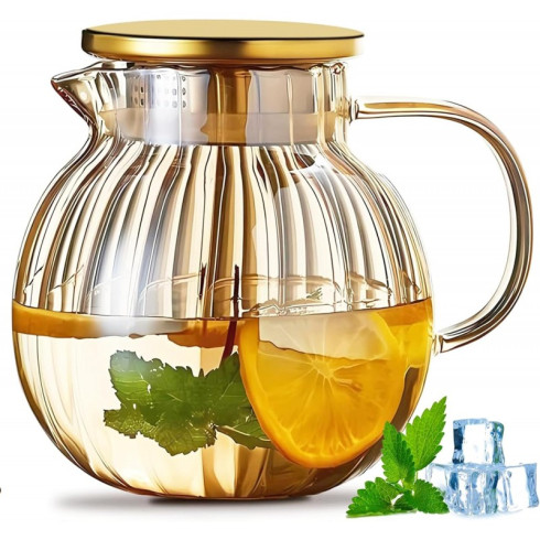 Jantárový džbán s vlnitými stenami - 1100 ml