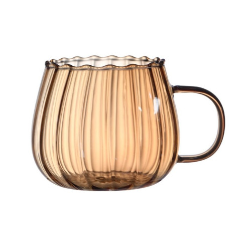 Jantárový pohár s vlnitými stenami - 350 ml