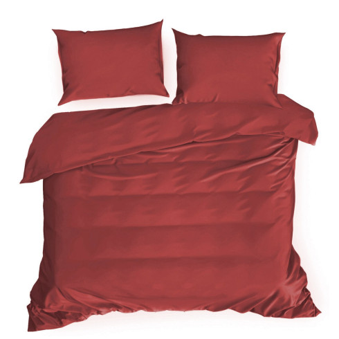 Jednofarebné posteľné obliečky Nova z bavlneného saténu 140x200 cm - červené