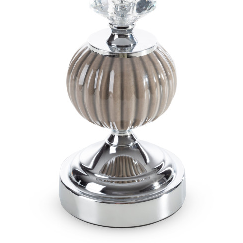 Keramická dekorativní lampa zdobená reliéfním vzorem - šedá