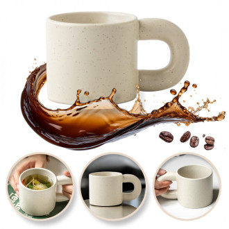 Keramický minimalistický hrnček s uškom - 300 ml, svetlá žltá