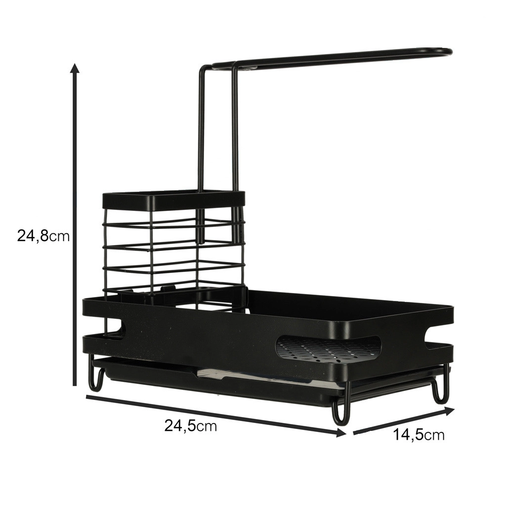 Kuchyňský organizér a odkapávač 2v1, černý