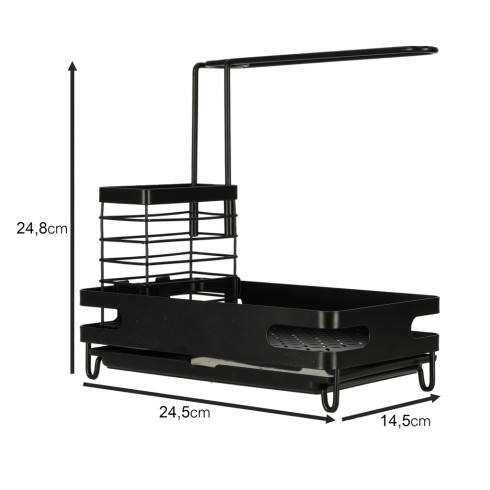 Kuchynský organizér a odkvapkávač 2v1, čierny