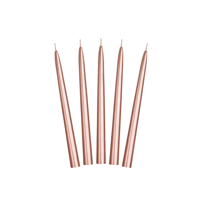 Konusne svijeće 24 cm – metalik ružičasto zlato, 1 kom