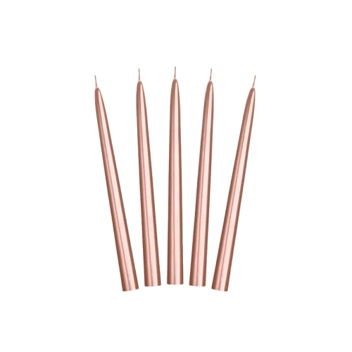 Kužeľové sviečky 24 cm - metalické ružové zlato 1 ks