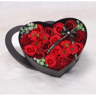 Kytica voňavých mydlových kvetov v ozdobnej krabičke - červené