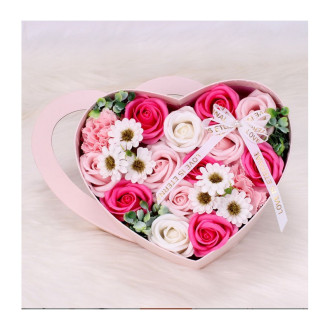 Kytica voňavých mydlových kvetov v ozdobnej krabičke - ružové
