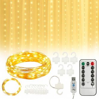 LED svetelný záves 3×3 m 300 LED, teplá biela