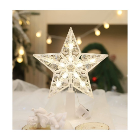LED vánoční hvězda na špičku stromku 20×15 cm, bílá