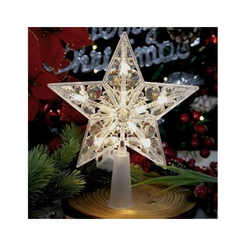 LED vánoční hvězda na špičku stromku 20×15 cm, bílá