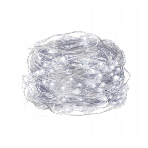 LED Vánoční osvětlení na drátku 100 LED, bateriové, studená bílá
