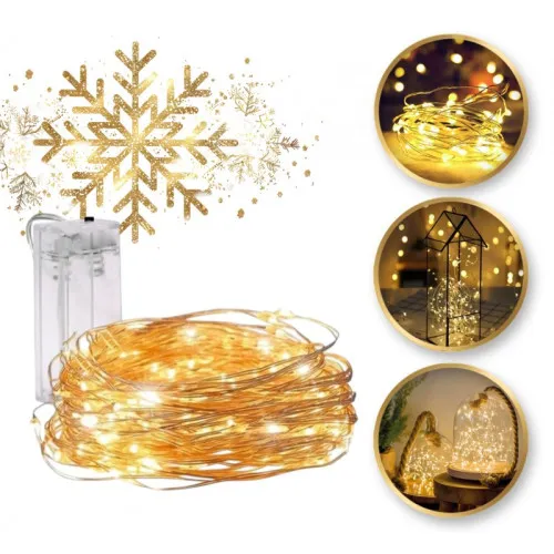 LED Vánoční osvětlení na drátku 20 LED - bateriové, teplá bílá