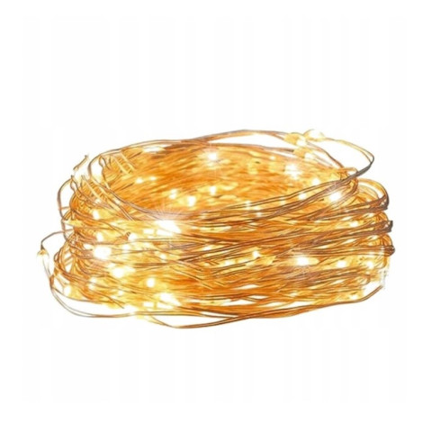 LED Vánoční osvětlení na drátku 20 LED - bateriové, teplá bílá