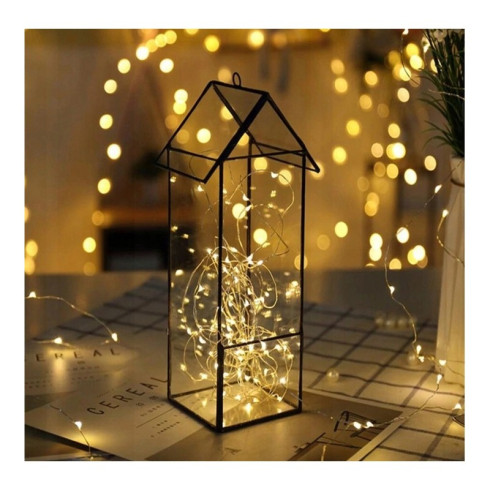 LED Vánoční osvětlení na drátku 20 LED - bateriové, teplá bílá