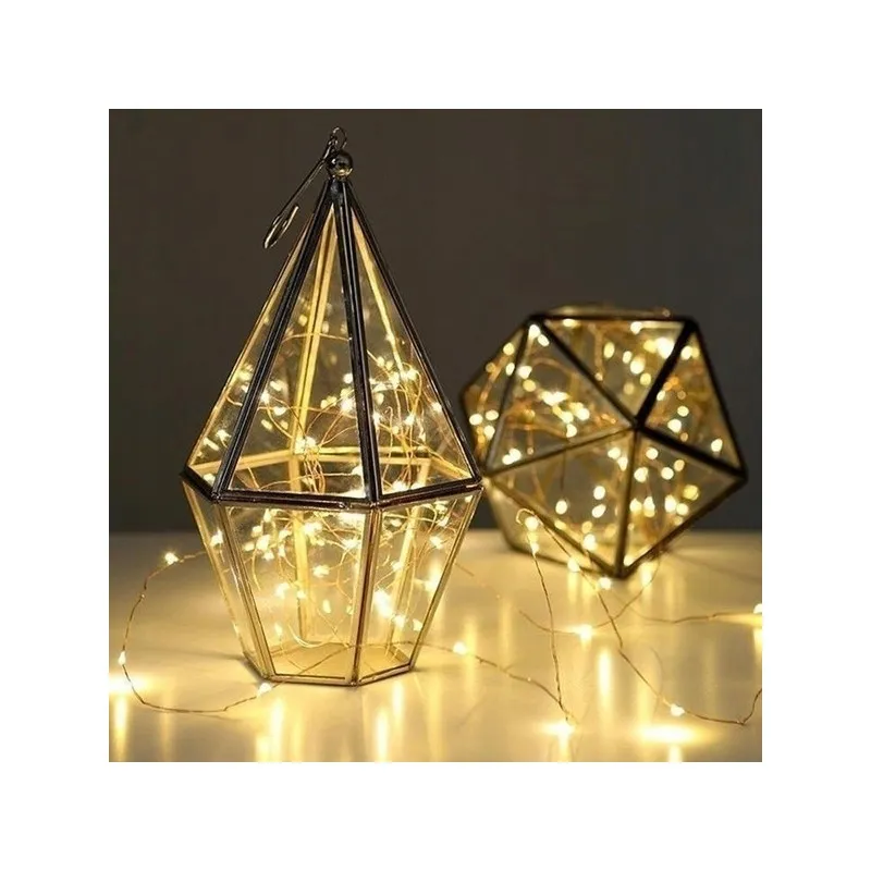 LED Vianočné osvetlenie na drôtiku 50 LED, batériové, teplá biela