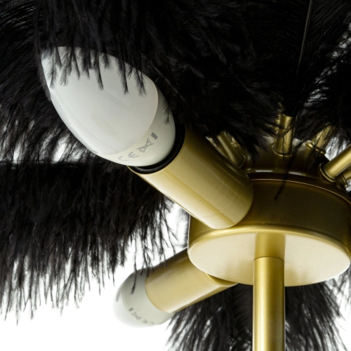 Luxusná stolná lampa s atraktívnym tienidlom z prírodného pštrosieho peria - čierna