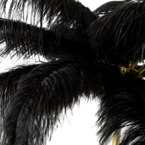 Luxusná stolná lampa s atraktívnym tienidlom z prírodného pštrosieho peria - čierna