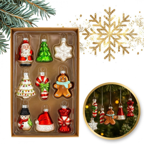 Mix vánočních ozdob na stromeček, 9ks