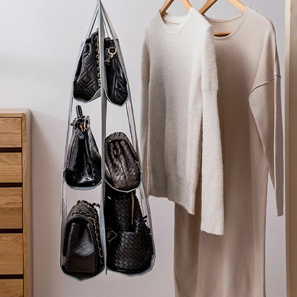 Organizér na kabelky - závěsný šedý