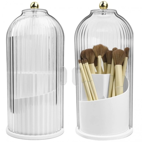 Organizér na kozmetické štetce - otočný, otvárací biely 27 cm