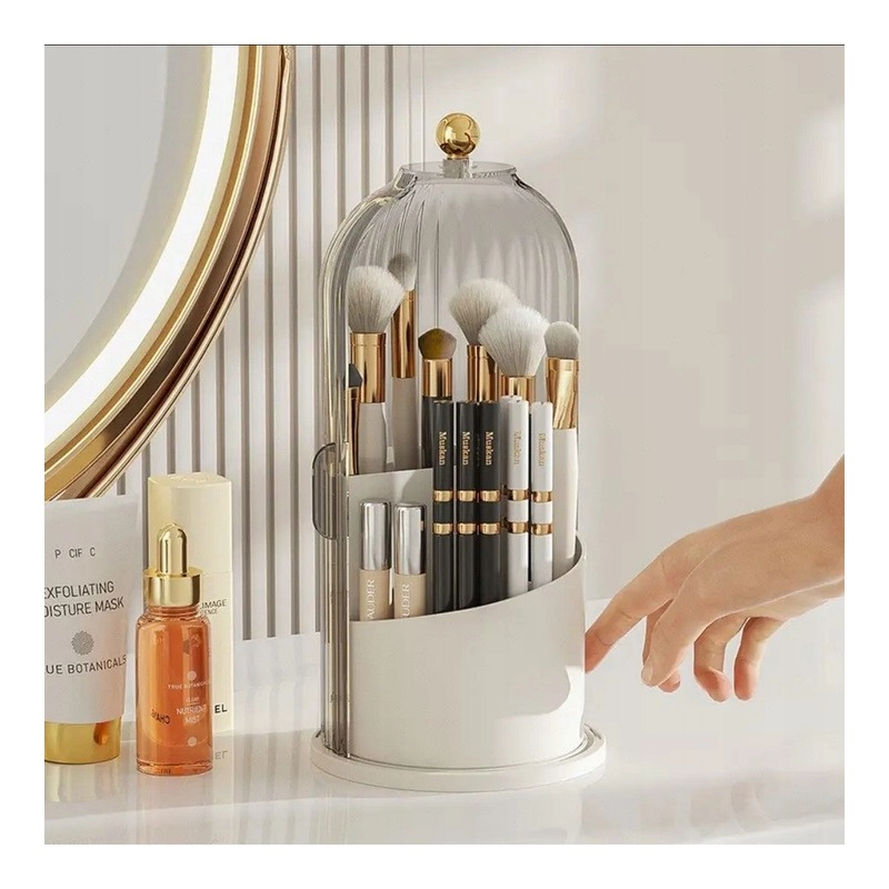 Organizér na kosmetické štětce - otočný, otevírací bílý 27 cm