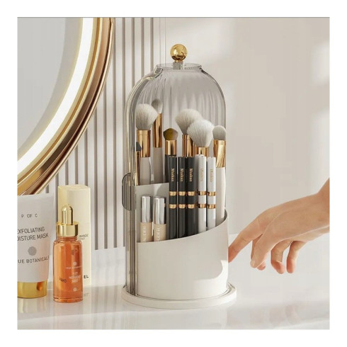 Organizér na kosmetické štětce - otočný, otevírací bílý 27 cm