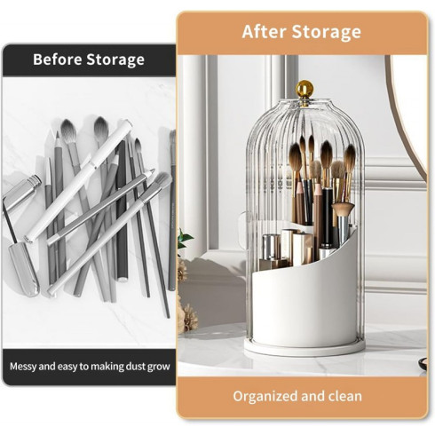 Organizér na kosmetické štětce - otočný, otevírací bílý 27 cm