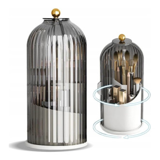 Organizér na kozmetické štetce - otočný, otvárací šedý 27 cm