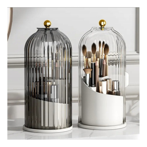 Organizér na kosmetické štětce - otočný, otevírací šedý 27 cm