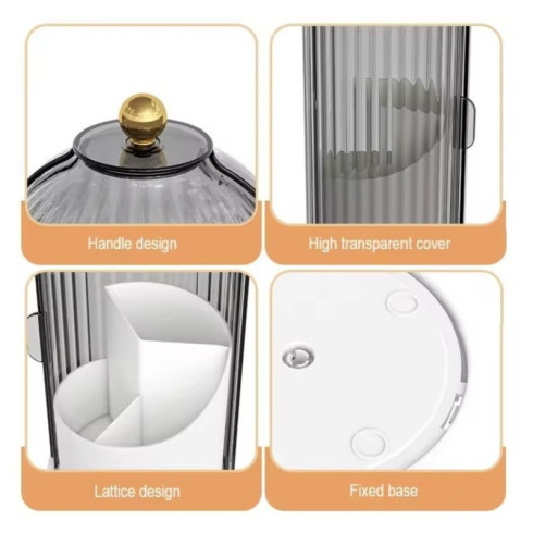 Organizér na kosmetické štětce - otočný, otevírací šedý 27 cm