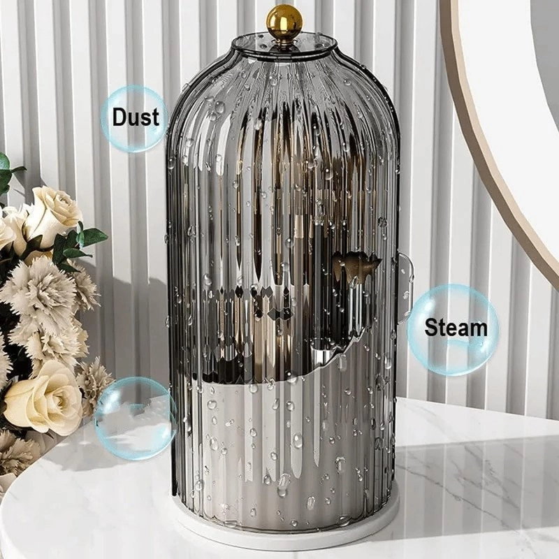 Organizér na kosmetické štětce - otočný, otevírací šedý 27 cm