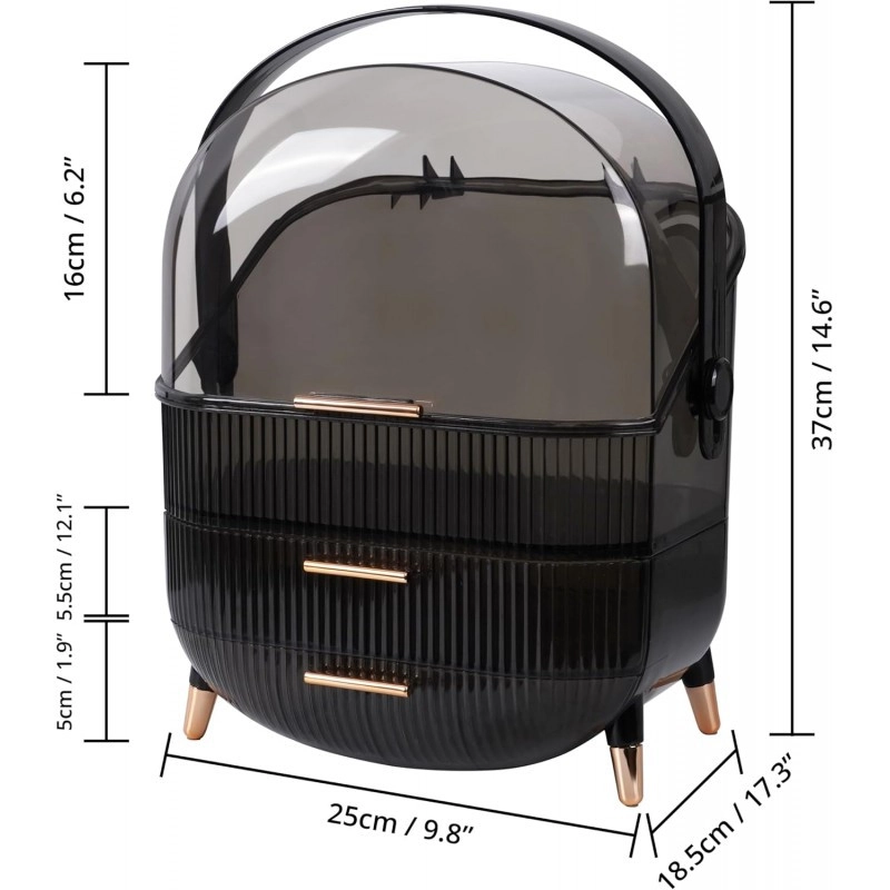 Organizér na kosmetiku a šperky – černý, 37 x 28,6 x 18,5 cm