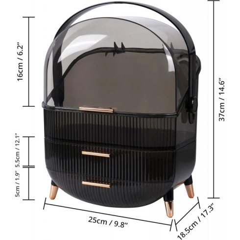Organizér na kosmetiku a šperky – černý, 37 x 28,6 x 18,5 cm