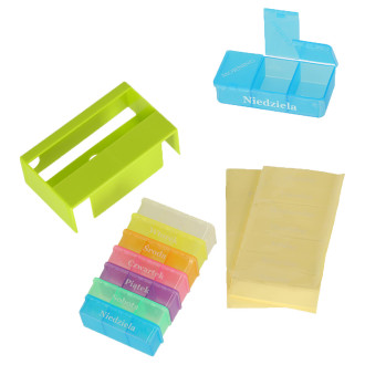 Organizér na léky - týdenní krabička na tablety se 3 přihrádkami v různých jazycích