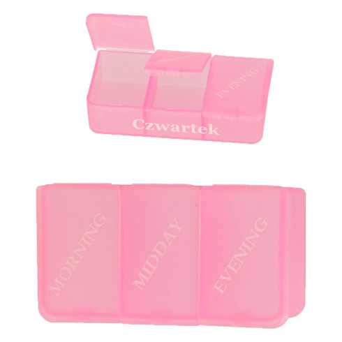 Organizér na léky - týdenní krabička na tablety se 3 přihrádkami v různých jazycích