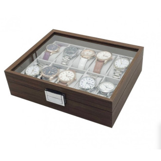 Organizér, úložný box na hodinky 10ks, hnědý dřevěný