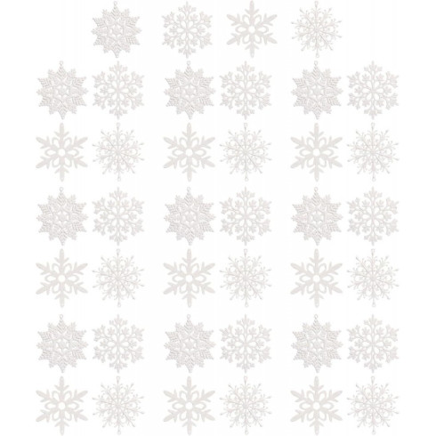 Ozdoby na vianočný stromček - snehové vločky 40 ks