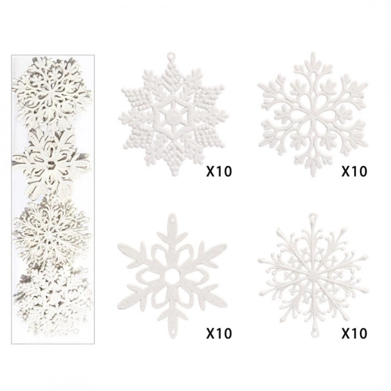 Ozdoby na vianočný stromček - snehové vločky 40 ks