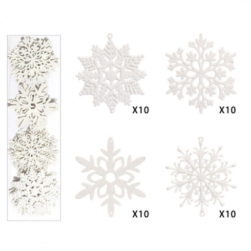 Ozdoby na vianočný stromček - snehové vločky 40 ks