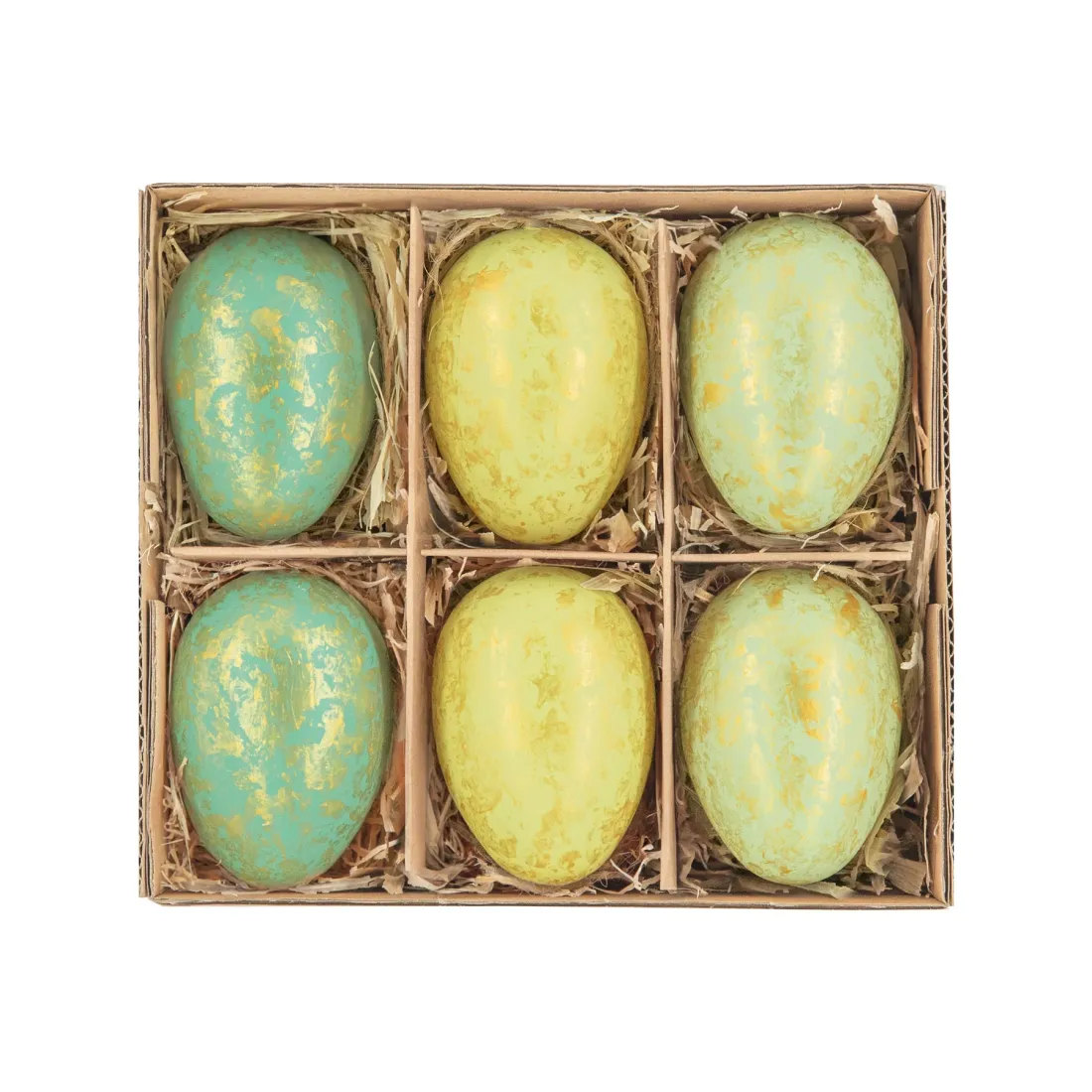 Plastové morské vajíčka so zlatým vzorom - 6 ks