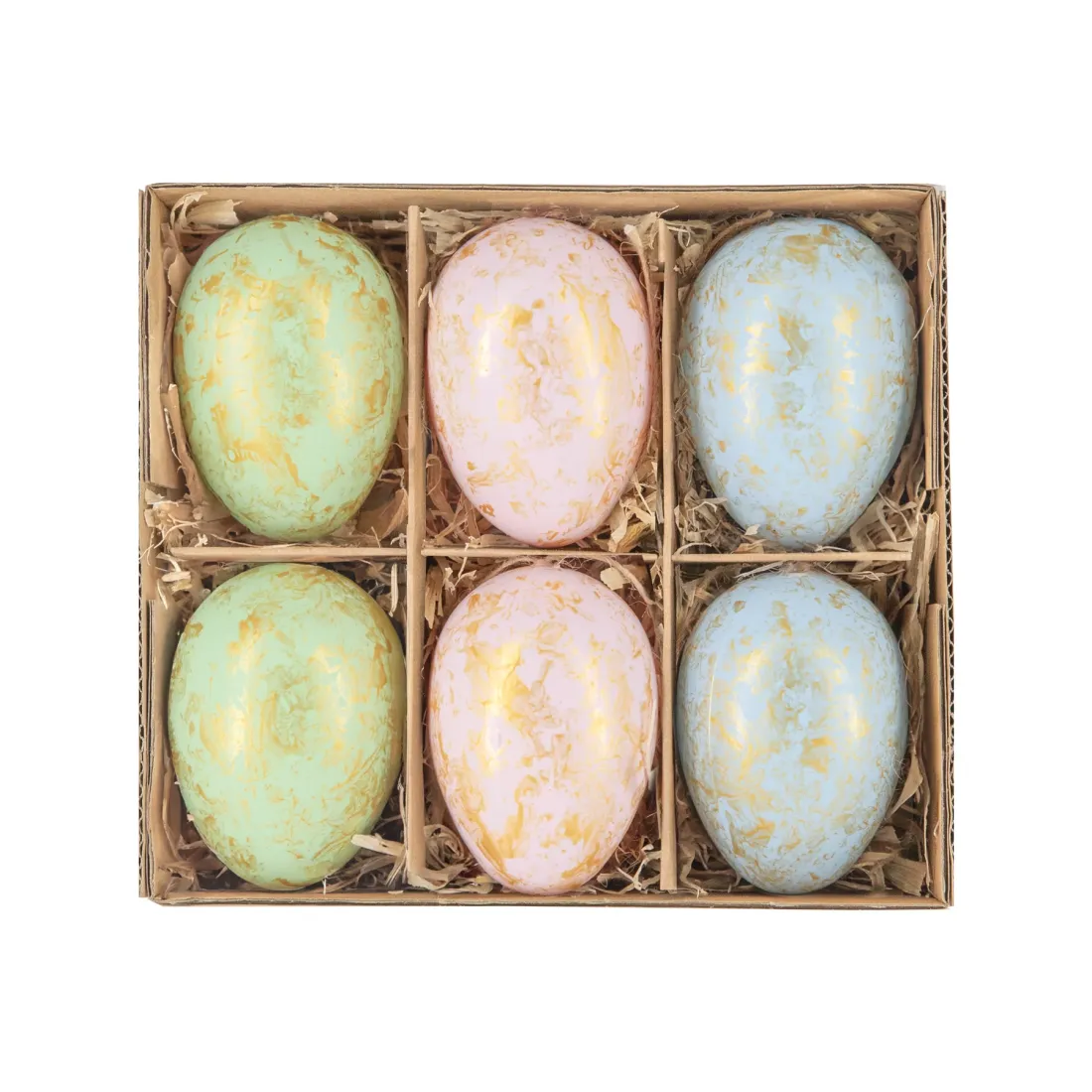 Plastová mořská vajíčka se zlatým vzorem - barevná, 6 ks