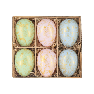 Plastové morské vajíčka so zlatým vzorom - farebné, 6 ks