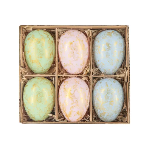 Plastové morské vajíčka so zlatým vzorom - farebné, 6 ks