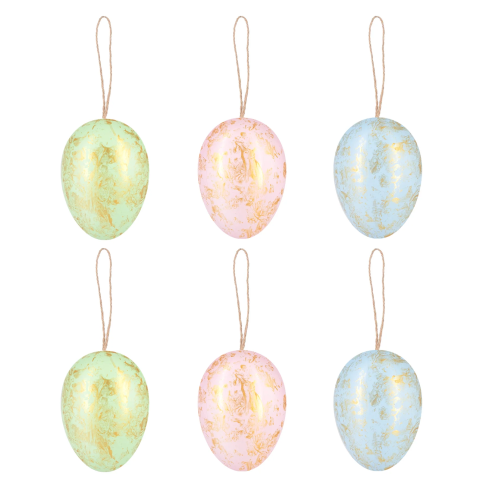 Plastová mořská vajíčka se zlatým vzorem - barevná, 6 ks