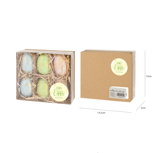 Plastová mořská vajíčka se zlatým vzorem - barevná, 6 ks